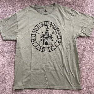 Disney Olive Green Castle Graphic Short Sleeve Tee